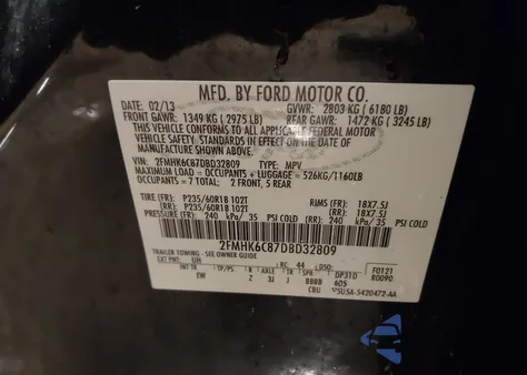 2013 Ford Flex Sel из США, поврежденный, VIN 2FMHK6C87DBD32809